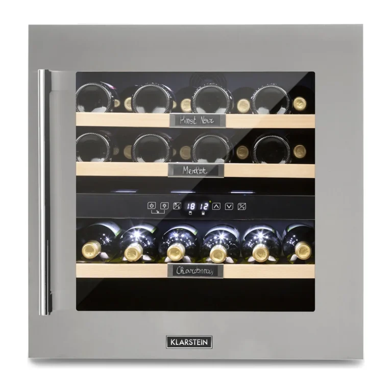 Photographie : Klarstein Vinsider 36 Duo (10033682) (Argent, porte vitrée à cadre inox, 2 zones)